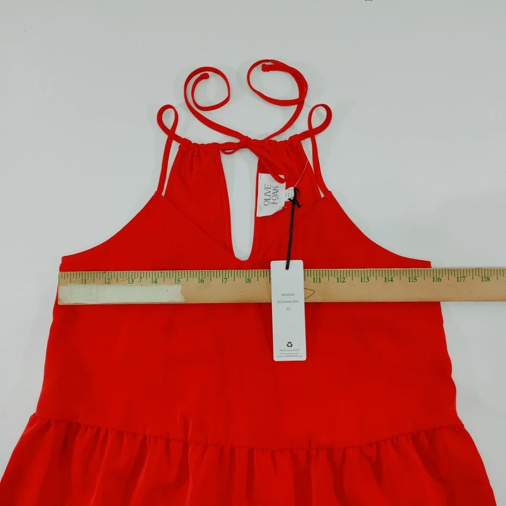 Olive &‎ Oak Rocking Red Halter Peplum Top Sleeveless Blouse Size  XS
